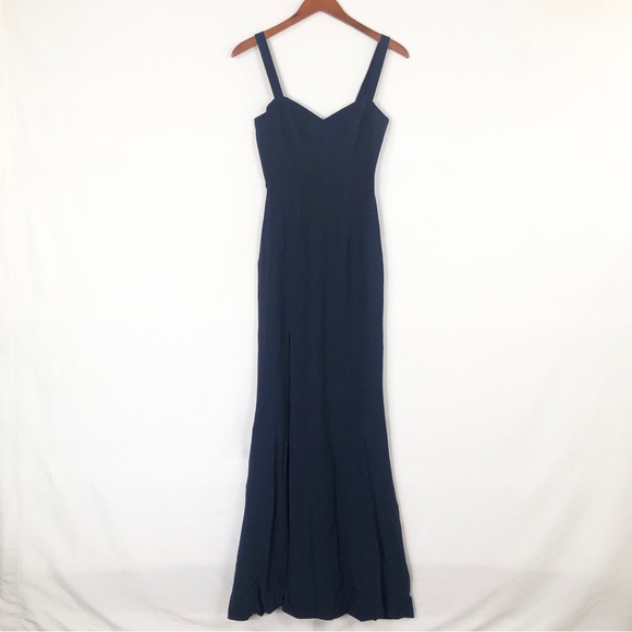 Dress The Population Estella Gown Navy Blue Size XXS Maxi Side Slit
